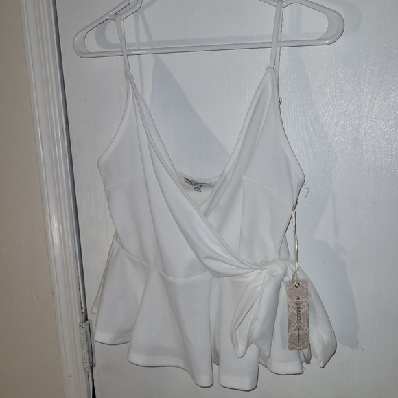 NEW Iris White Tie Side Thin Strap Blouse - Picture 3 of 8
